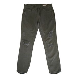 Blank NYC Green Distressed Cropped Girlfriend Jeans Size 26